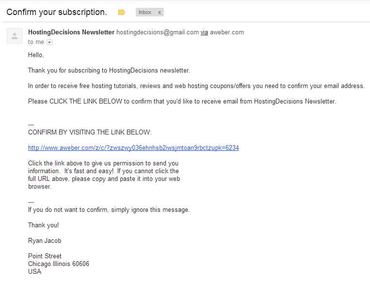 Confirm Your Subscription Email
