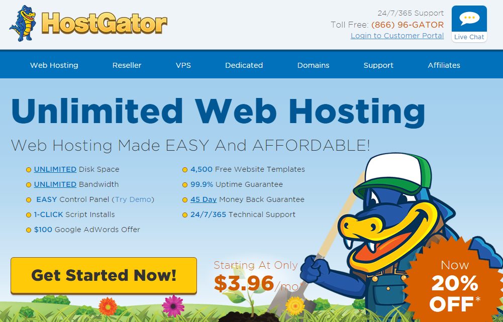 HostGator Homepage
