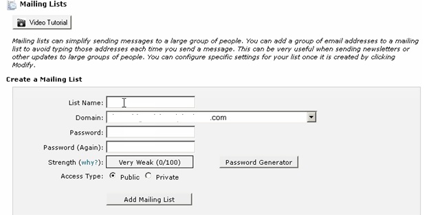 Creating a Mailing list on BigRock5