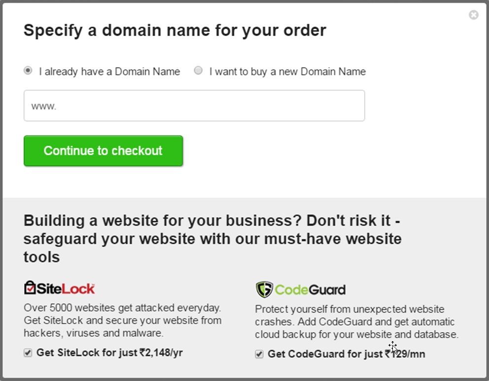 Specify A Domain Name For Your Order