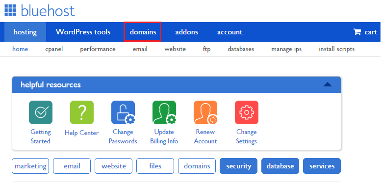 How to renew domain names in Bluehost