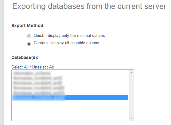 Export database