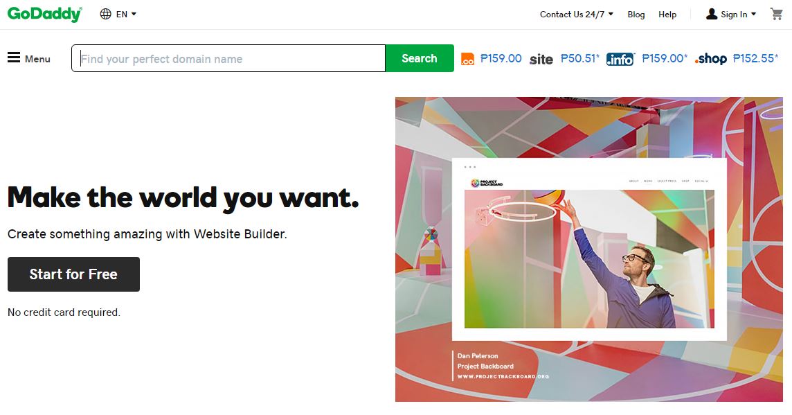GoDaddy Homepage