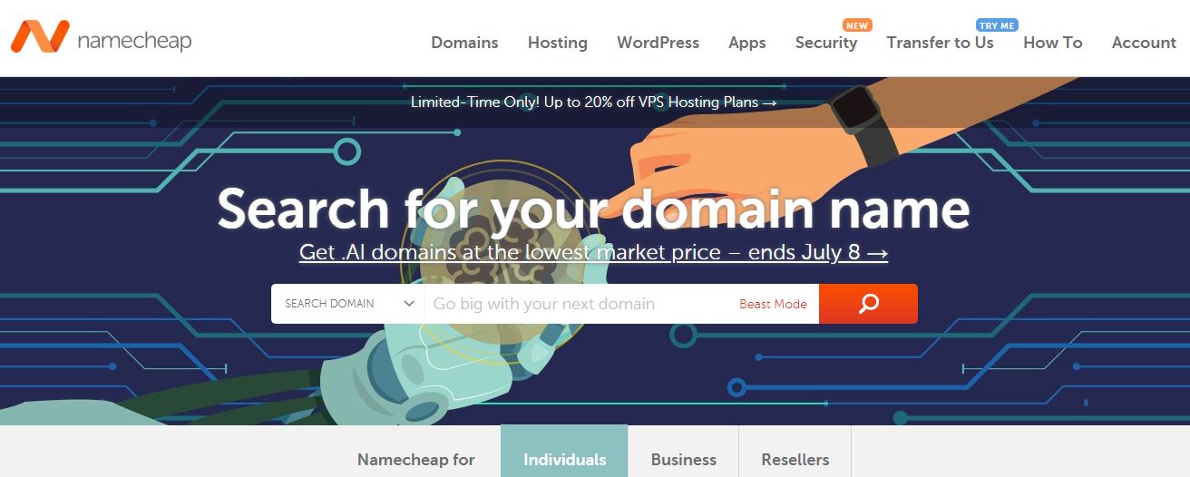 Namecheap Homepage