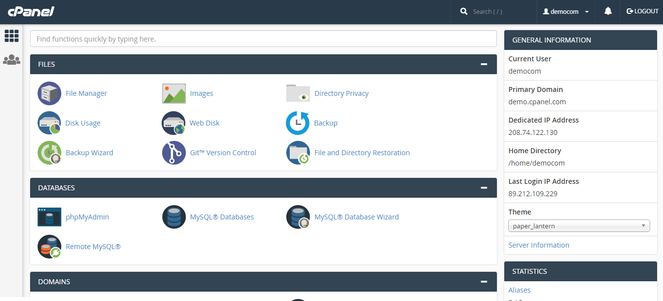 cPanel-demo